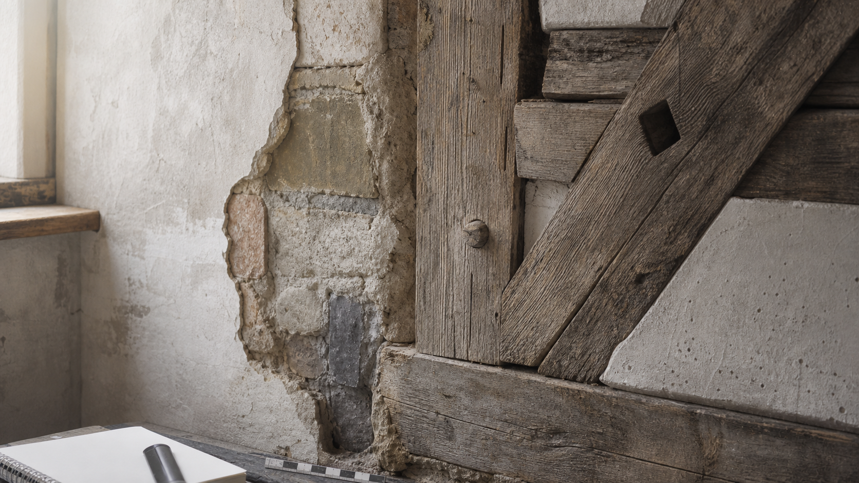 Fachwerk, Putzkanten und Mauerwerk als Spuren historischer Bauphasen