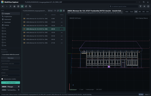 DWG-Vorschau im Multiview Explorer