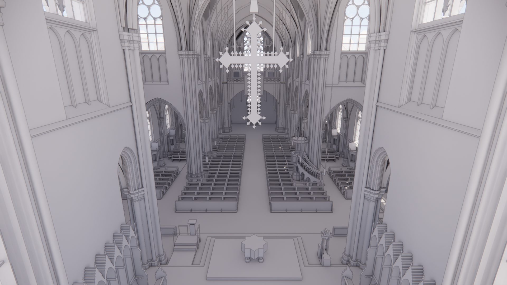 Revit-Modell des Billerbecker Doms im Innenraum