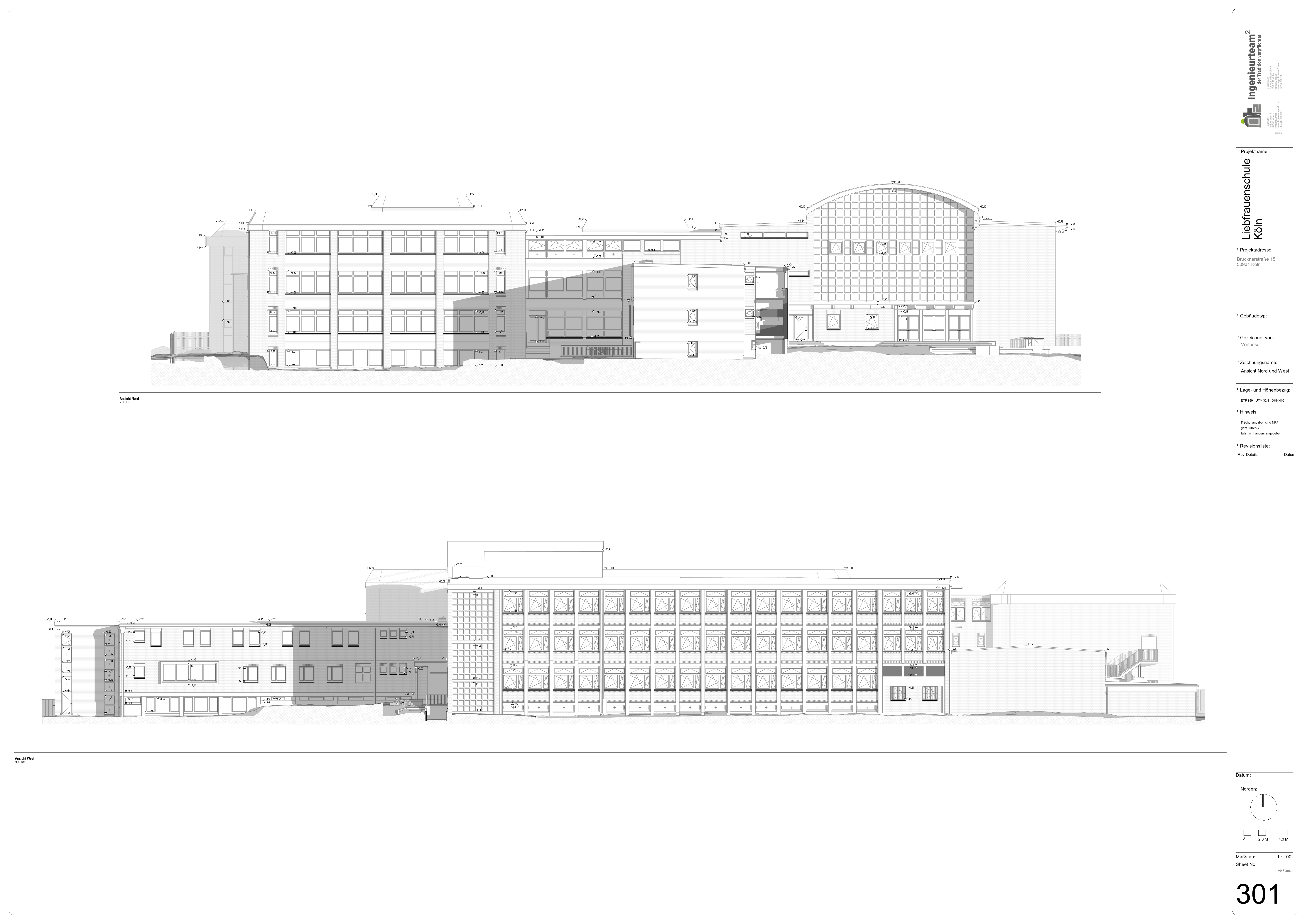Ansicht Nord und West der Liebfrauenschule Köln