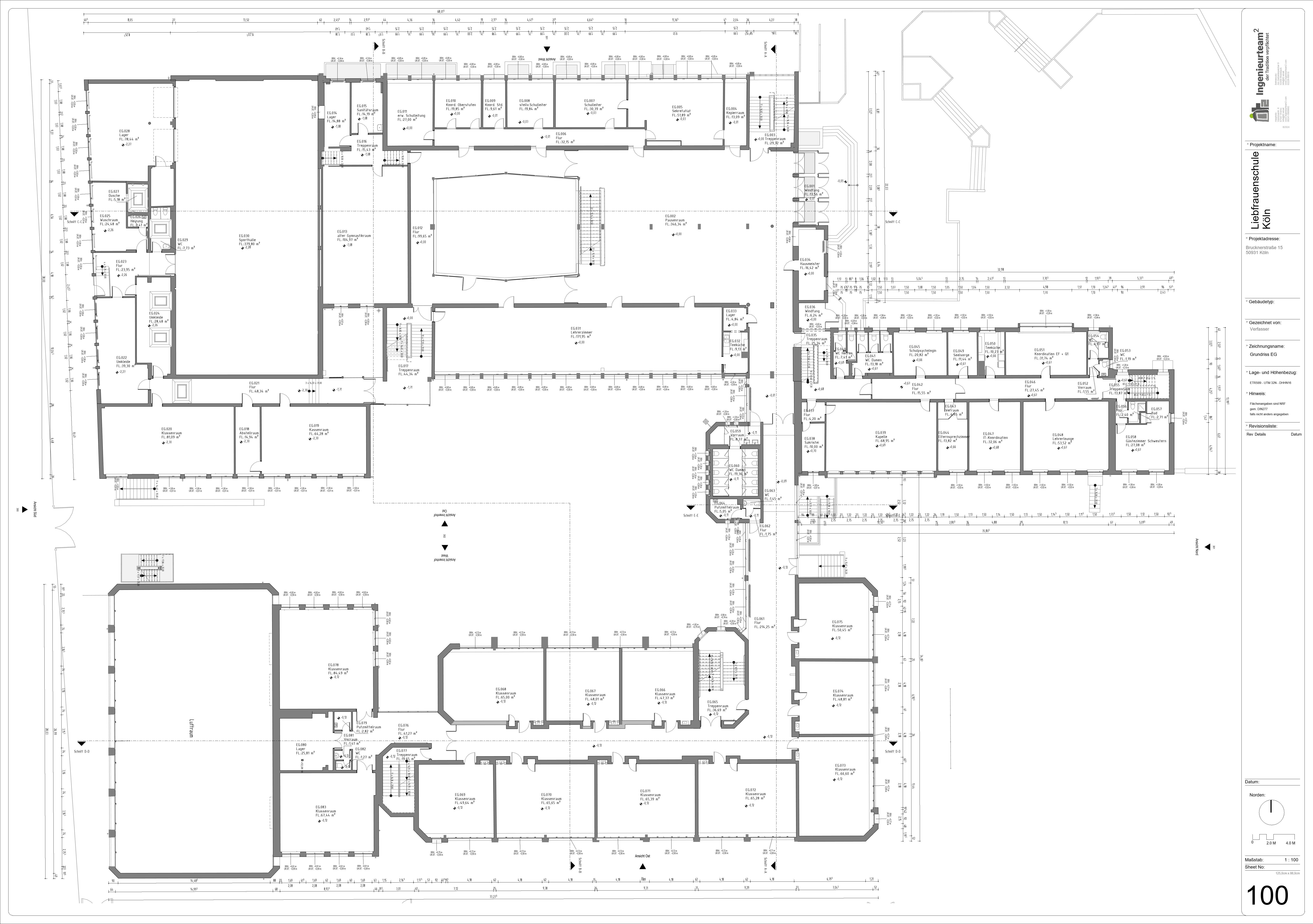 Grundriss Erdgeschoss der Liebfrauenschule Köln
