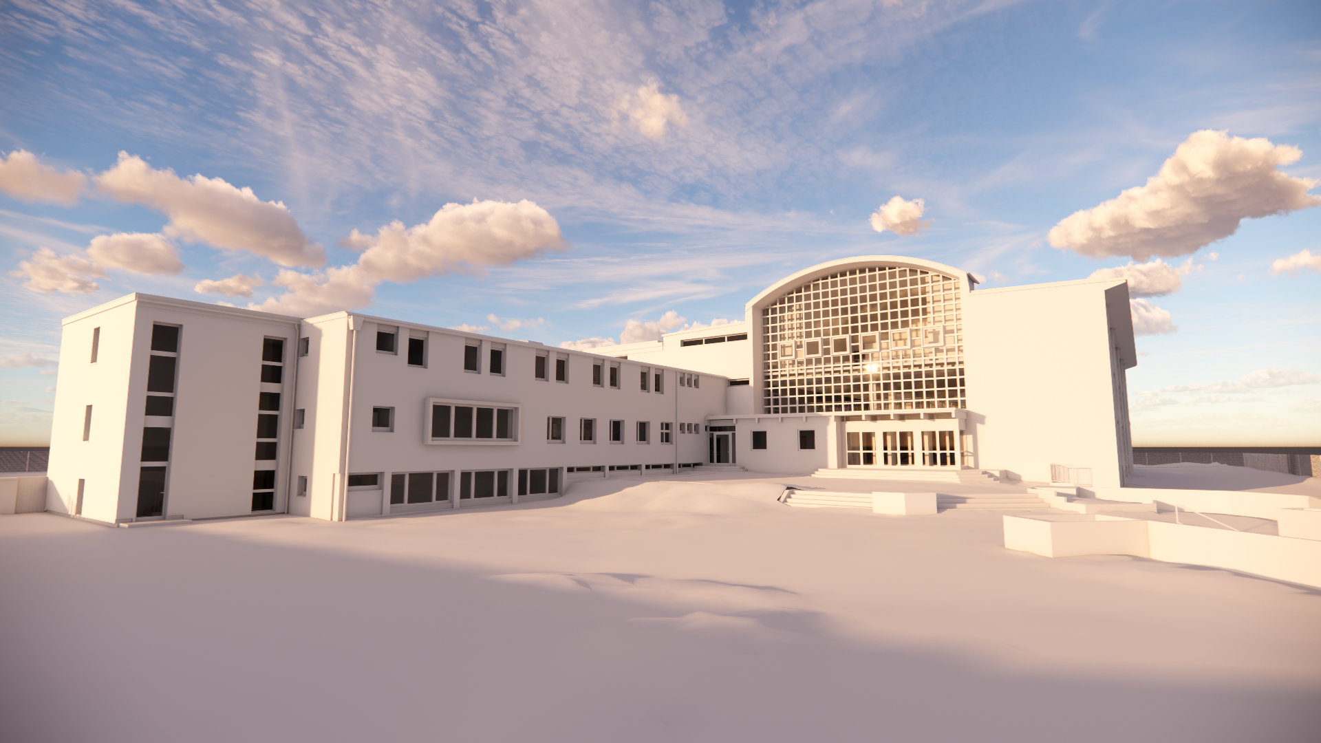 BIM-Ready-Modell der Liebfrauenschule als Außenansicht